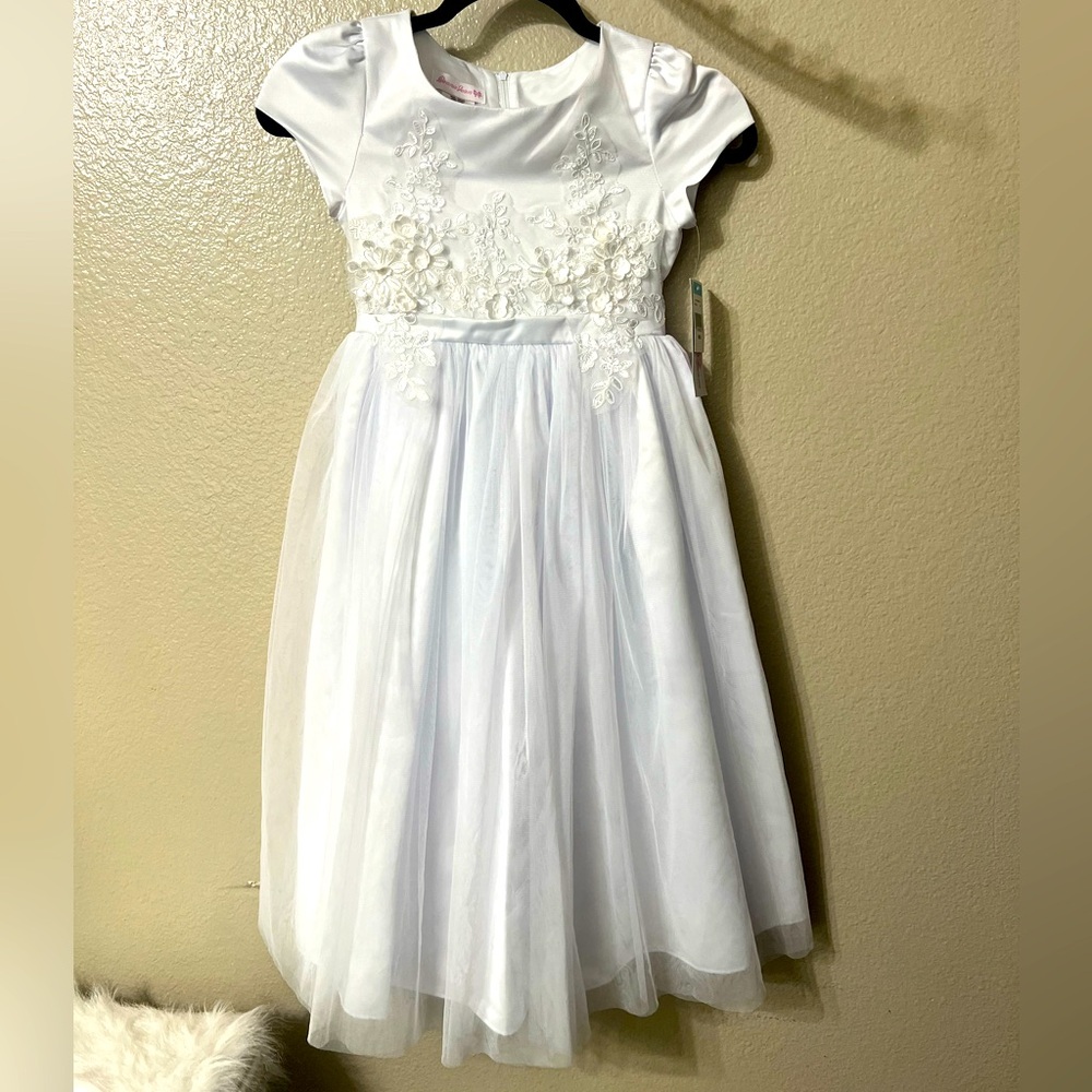 Bonnie Jean girls special occasion White Dress SZ 8 NWT
